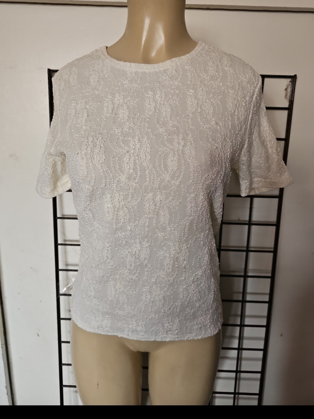 White Textured Short-Sleeve Tee